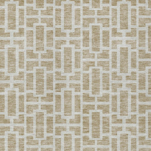 Homeroots 3' Artichoke Green And Ivory Geometric Washable Area Rug For Indoor And Outdoor Spaces 5' X 8' Polyester 594828