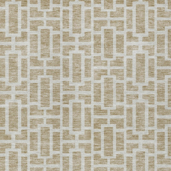 Homeroots 3' Artichoke Green And Ivory Geometric Washable Area Rug For Indoor And Outdoor Spaces 5' X 8' Polyester 594828