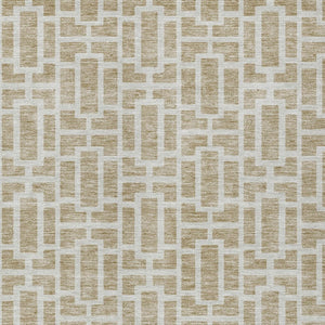 Homeroots 3' Artichoke Green And Ivory Geometric Washable Area Rug For Indoor And Outdoor Spaces 9' X 12' Polyester 594831