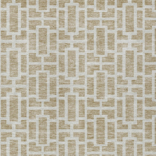 Homeroots 3' Artichoke Green And Ivory Geometric Washable Area Rug For Indoor And Outdoor Spaces 9' X 12' Polyester 594831