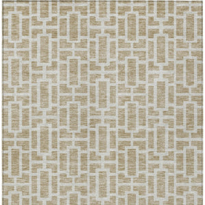 Homeroots 3' Artichoke Green And Ivory Geometric Washable Area Rug For Indoor And Outdoor Spaces 10' X 14' Polyester 594832