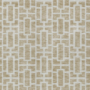 Homeroots 3' Artichoke Green And Ivory Geometric Washable Area Rug For Indoor And Outdoor Spaces 10' X 14' Polyester 594832