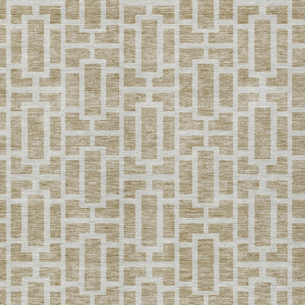 Homeroots 3' Artichoke Green And Ivory Geometric Washable Area Rug For Indoor And Outdoor Spaces 10' X 14' Polyester 594832