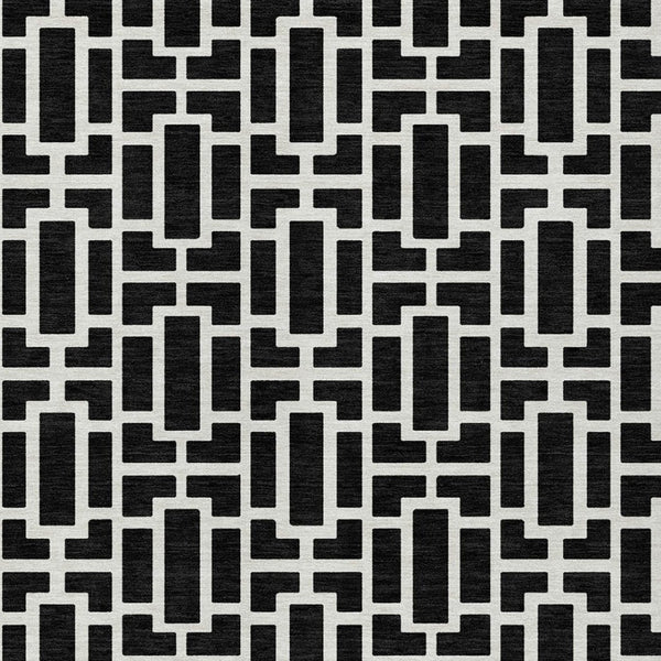 Homeroots 3' Artichoke Green And Ivory Geometric Washable Area Rug For Indoor And Outdoor Spaces 5' X 8' Polyester 594834