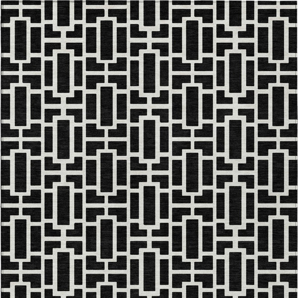 Homeroots 3' Artichoke Green And Ivory Geometric Washable Area Rug For Indoor And Outdoor Spaces 9' X 12' Polyester 594837