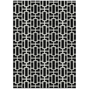 HomeRoots 5' Black and Ivory Geometric Area Rug – Stylish, Washable, and Durable for Indoor and Outdoor Use 10' X 14' 594838
