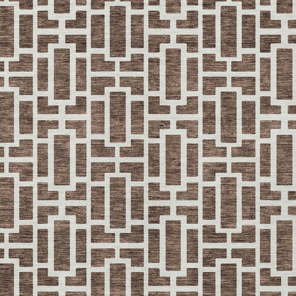 Homeroots 3' Artichoke Green And Ivory Geometric Washable Area Rug For Indoor And Outdoor Spaces 3' X 5' Polyester 594839