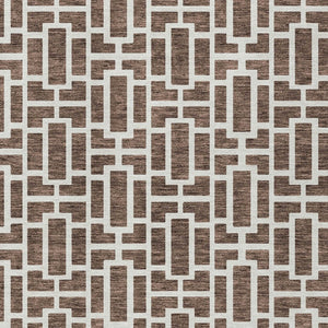 Homeroots 3' Artichoke Green And Ivory Geometric Washable Area Rug For Indoor And Outdoor Spaces 5' X 8' Polyester 594840