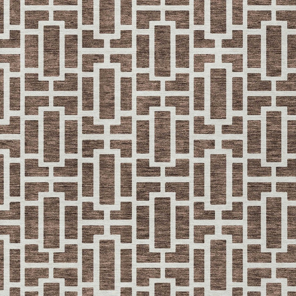 Homeroots 3' Artichoke Green And Ivory Geometric Washable Area Rug For Indoor And Outdoor Spaces 5' X 8' Polyester 594840