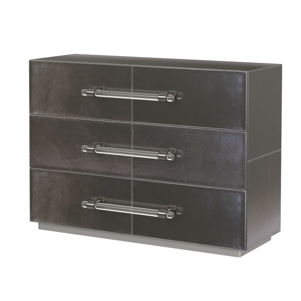 Butler Specialty Butler Allman 48" Rectangular Leather Accent Chest, Silver‑Gray 3 Drawers, Acrylic Pulls, 48W 5948435