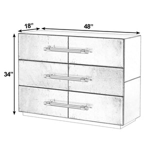 Butler Specialty Butler Allman 48" Rectangular Leather Accent Chest, Silver‑Gray 3 Drawers, Acrylic Pulls, 48W 5948435
