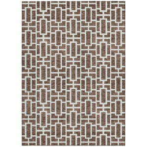 Homeroots 3' Artichoke Green And Ivory Geometric Washable Area Rug For Indoor And Outdoor Spaces 9' X 12' Polyester 594843