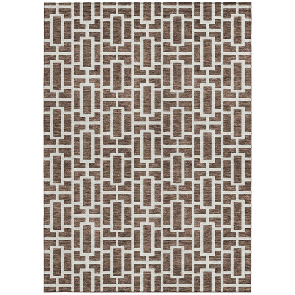 Homeroots 3' Artichoke Green And Ivory Geometric Washable Area Rug For Indoor And Outdoor Spaces 10' X 14' Polyester 594844