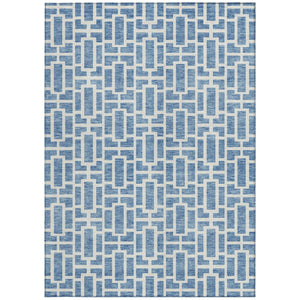 Homeroots 3' Artichoke Green And Ivory Geometric Washable Area Rug For Indoor And Outdoor Spaces 5' X 8' Polyester 594846