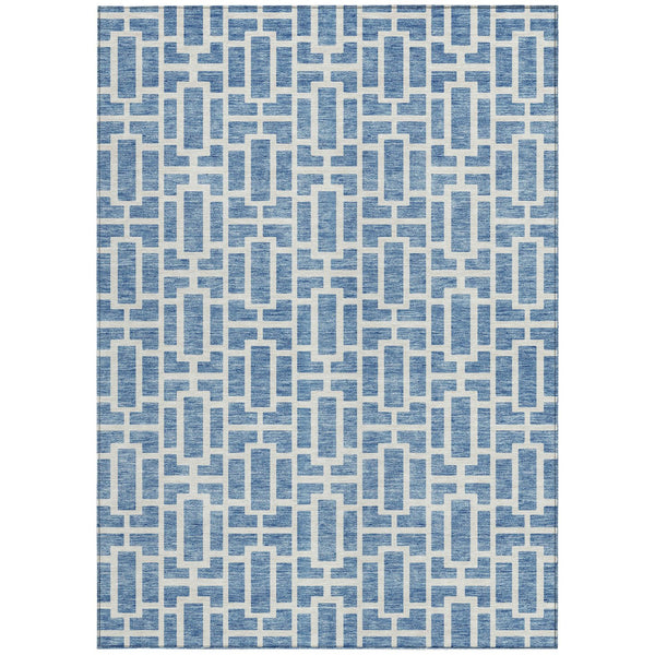 Homeroots 3' Artichoke Green And Ivory Geometric Washable Area Rug For Indoor And Outdoor Spaces 5' X 8' Polyester 594846