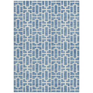 Homeroots 3' Artichoke Green And Ivory Geometric Washable Area Rug For Indoor And Outdoor Spaces 8' X 10' Polyester 594848