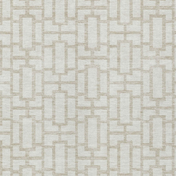 Homeroots 3' Artichoke Green And Ivory Geometric Washable Area Rug For Indoor And Outdoor Spaces 5' X 8' Polyester 594852