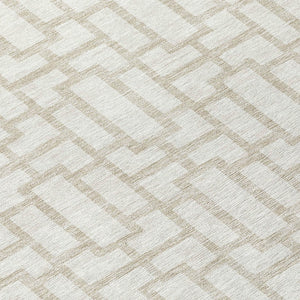 Homeroots 3' Artichoke Green And Ivory Geometric Washable Area Rug For Indoor And Outdoor Spaces 8' Round Polyester 594853