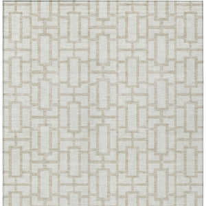 Homeroots 3' Artichoke Green And Ivory Geometric Washable Area Rug For Indoor And Outdoor Spaces 8' X 10' Polyester 594854
