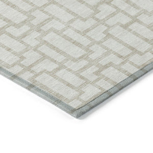 Homeroots 3' Artichoke Green And Ivory Geometric Washable Area Rug For Indoor And Outdoor Spaces 8' X 10' Polyester 594854