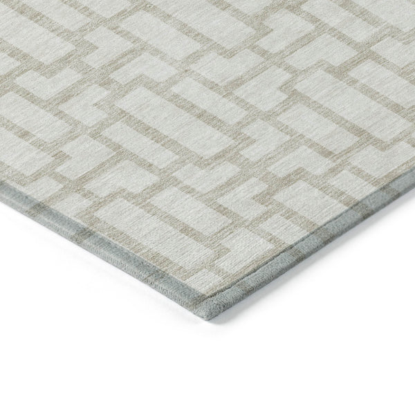 Homeroots 3' Artichoke Green And Ivory Geometric Washable Area Rug For Indoor And Outdoor Spaces 8' X 10' Polyester 594854