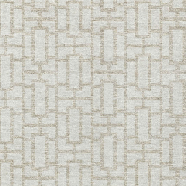 Homeroots 3' Artichoke Green And Ivory Geometric Washable Area Rug For Indoor And Outdoor Spaces 9' X 12' Polyester 594855