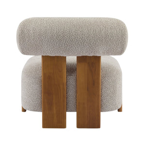English Elm 27.25" Boucle Lounge Chair Solid Wood Frame Rolled Back Sculptural Living Room Accent N767P354792A