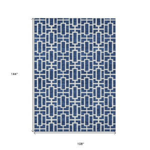 Homeroots 3' Artichoke Green And Ivory Geometric Washable Area Rug For Indoor And Outdoor Spaces 9' X 12' Polyester 594861