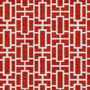 Homeroots 3' Artichoke Green And Ivory Geometric Washable Area Rug For Indoor And Outdoor Spaces 5' X 8' Polyester 594864