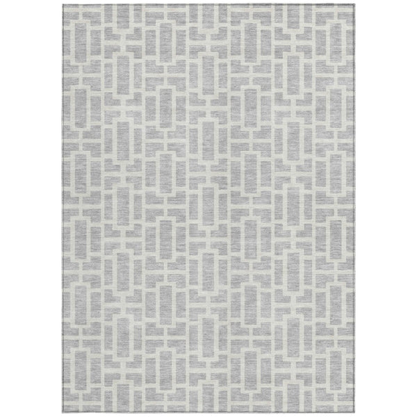 Homeroots 3' Artichoke Green And Ivory Geometric Washable Area Rug For Indoor And Outdoor Spaces 3' X 5' Polyester 594869
