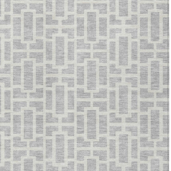 Homeroots 3' Artichoke Green And Ivory Geometric Washable Area Rug For Indoor And Outdoor Spaces 5' X 8' Polyester 594870