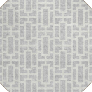 Homeroots 3' Artichoke Green And Ivory Geometric Washable Area Rug For Indoor And Outdoor Spaces 8' Round Polyester 594871