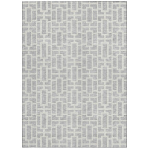 Homeroots 3' Artichoke Green And Ivory Geometric Washable Area Rug For Indoor And Outdoor Spaces 8' X 10' Polyester 594872