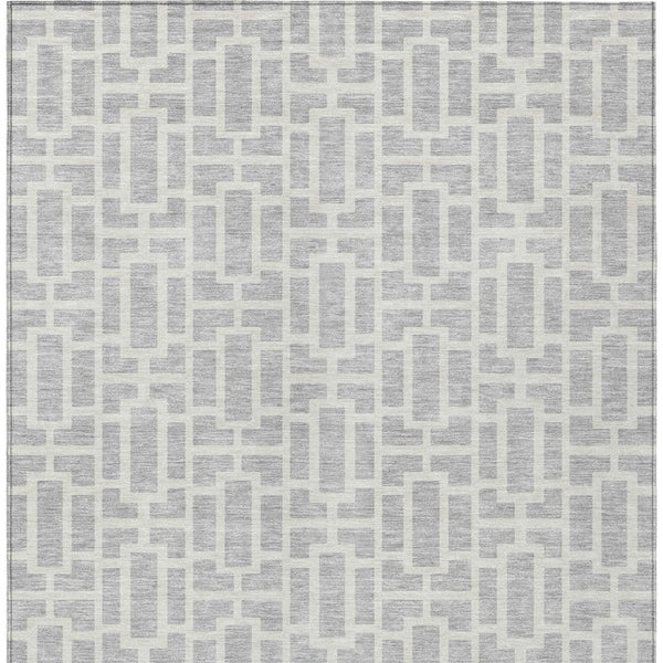 Homeroots 3' Artichoke Green And Ivory Geometric Washable Area Rug For Indoor And Outdoor Spaces 9' X 12' Polyester 594873