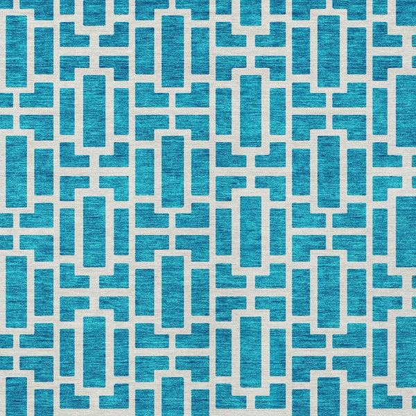 Homeroots 3' Artichoke Green And Ivory Geometric Washable Area Rug For Indoor And Outdoor Spaces 3' X 5' Polyester 594875