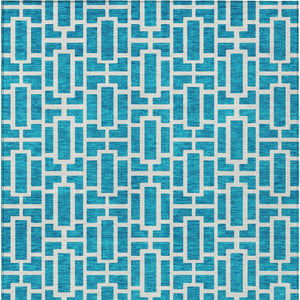 Homeroots 3' Artichoke Green And Ivory Geometric Washable Area Rug For Indoor And Outdoor Spaces 8' X 10' Polyester 594878