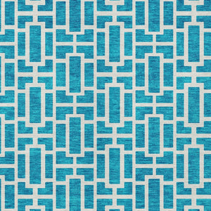 Homeroots 3' Artichoke Green And Ivory Geometric Washable Area Rug For Indoor And Outdoor Spaces 8' X 10' Polyester 594878