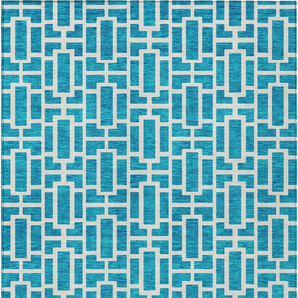 Homeroots 3' Artichoke Green And Ivory Geometric Washable Area Rug For Indoor And Outdoor Spaces 10' X 14' Polyester 594880