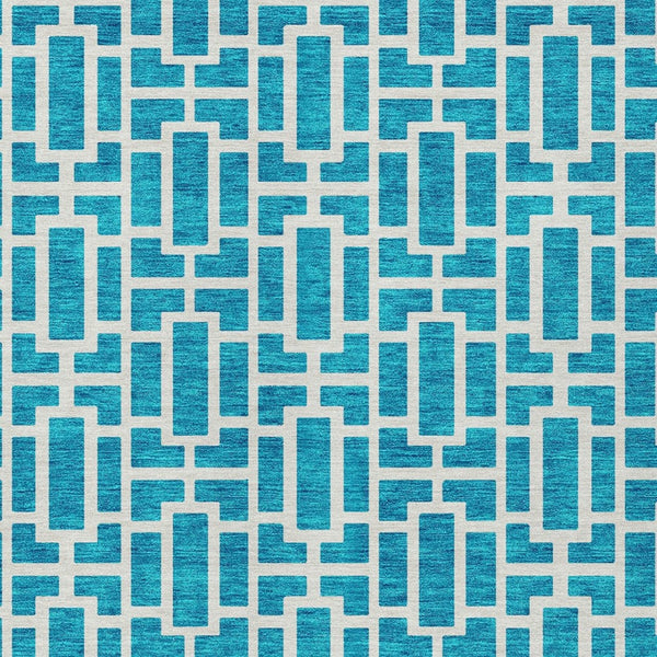Homeroots 3' Artichoke Green And Ivory Geometric Washable Area Rug For Indoor And Outdoor Spaces 10' X 14' Polyester 594880