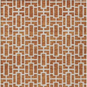 Homeroots 3' Artichoke Green And Ivory Geometric Washable Area Rug For Indoor And Outdoor Spaces 5' X 8' Polyester 594882