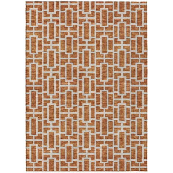 Homeroots 3' Artichoke Green And Ivory Geometric Washable Area Rug For Indoor And Outdoor Spaces 5' X 8' Polyester 594882
