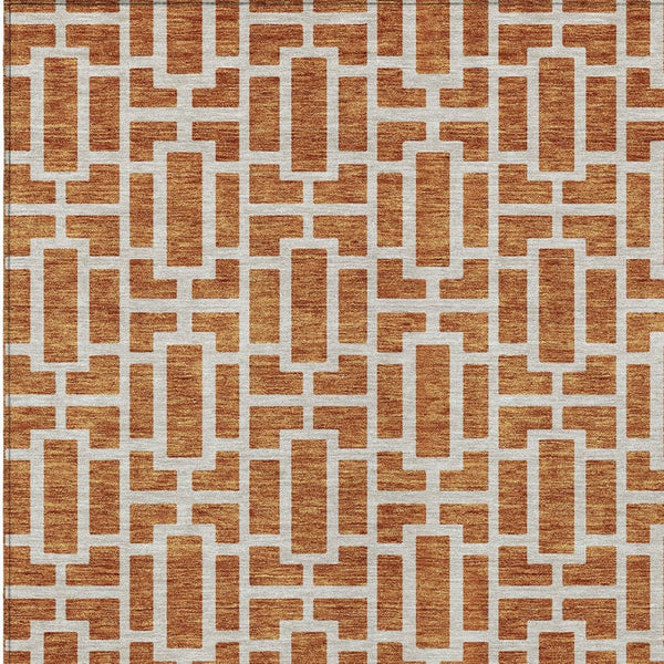 Homeroots 3' Artichoke Green And Ivory Geometric Washable Area Rug For Indoor And Outdoor Spaces 8' X 10' Polyester 594884