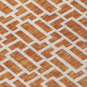 Homeroots 3' Artichoke Green And Ivory Geometric Washable Area Rug For Indoor And Outdoor Spaces 10' X 14' Polyester 594886