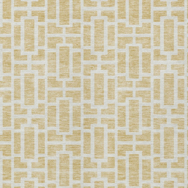 Homeroots 3' Artichoke Green And Ivory Geometric Washable Area Rug For Indoor And Outdoor Spaces 9' X 12' Polyester 594891