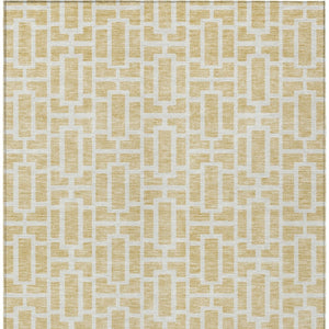 Homeroots 3' Artichoke Green And Ivory Geometric Washable Area Rug For Indoor And Outdoor Spaces 10' X 14' Polyester 594892