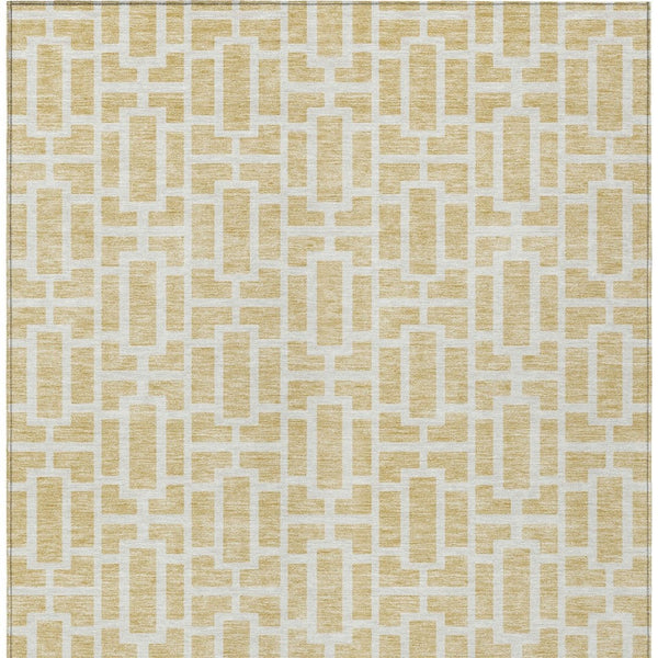 Homeroots 3' Artichoke Green And Ivory Geometric Washable Area Rug For Indoor And Outdoor Spaces 10' X 14' Polyester 594892