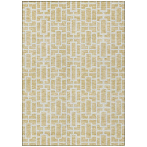 HomeRoots 5' Wheat and Ivory Geometric Area Rug – Stylish, Washable Design for Indoor and Outdoor Spaces 10' X 14' 594892