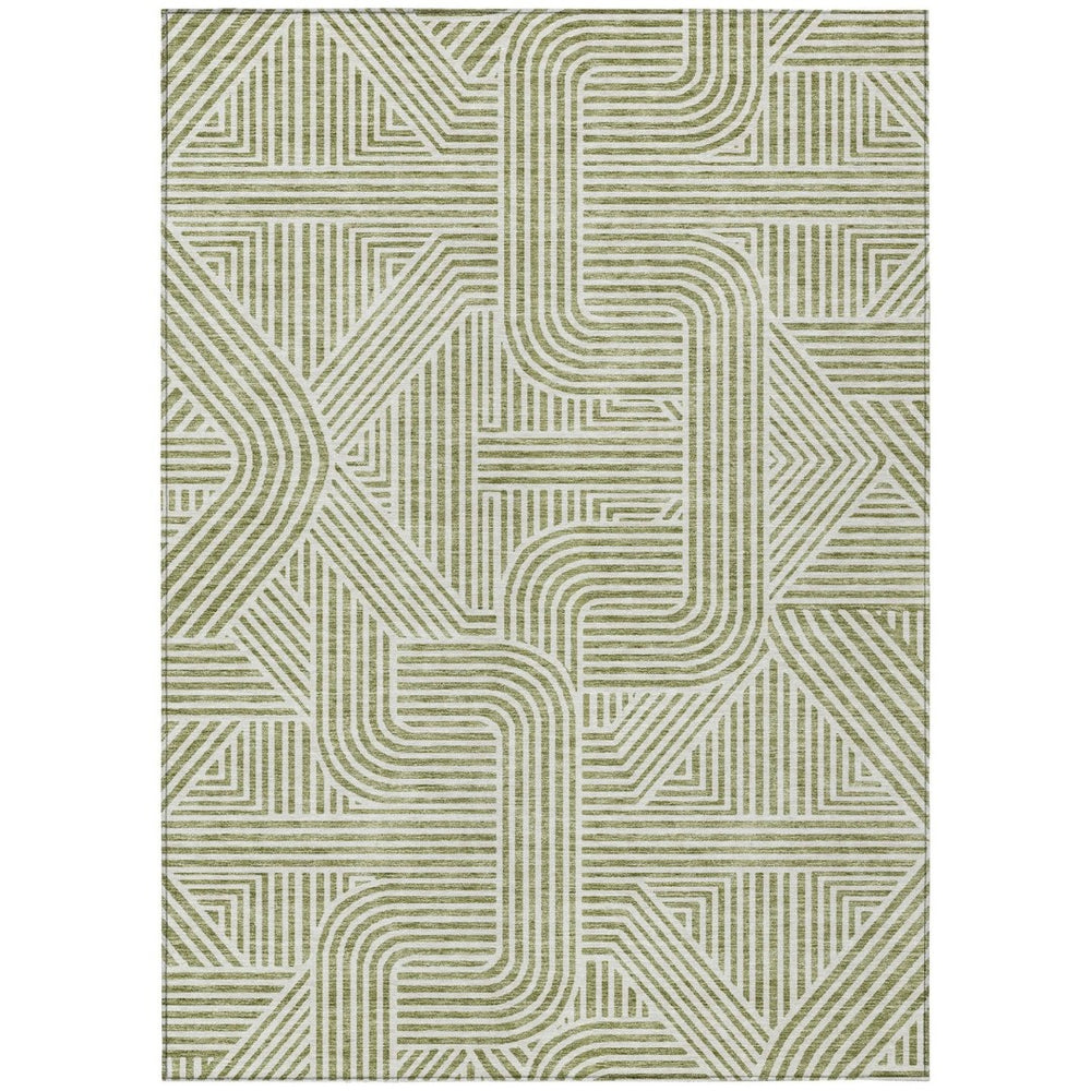HomeRoots 9' X 12' Artichoke Green & Ivory Abstract Area Rug - Durable, Washable for Indoor & Outdoor Use 594897
