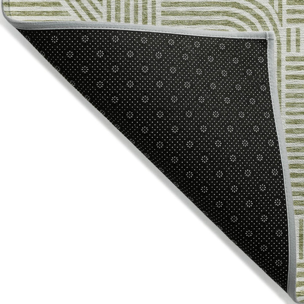 HomeRoots 9' X 12' Artichoke Green & Ivory Abstract Area Rug - Durable, Washable for Indoor & Outdoor Use 594897