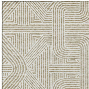 Homeroots 3' Artichoke Green And Ivory Abstract Washable Area Rug For Indoor And Outdoor Spaces, Durable Style 3' X 5' Polyester 594899